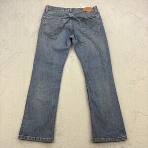 Levis Jeans Mens 33x29 Blue Denim 527 Slim Bootcut Faded Whiskered Western Rodeo
